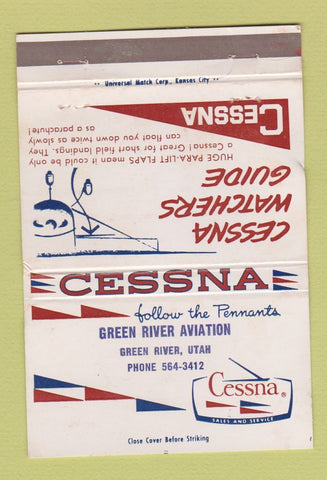 Matchbook Cover - Cessna Airplanes Green River UT WEAR 40 Strike