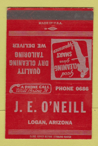 Matchbook Cover - JE O'Neill Dry Cleaning Logan AZ SAMPLE 40 Strike
