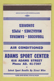 Matchbook Cover - Adams Sport Center SAMPLE WEAR 40 Strike