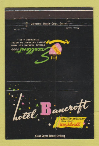 Matchbook Cover - Hotel Bancroft Saginaw MI 40 Strike
