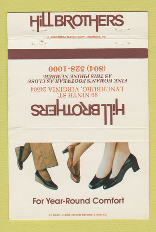 Matchbook Cover - Hill Brothers Shoes Lynchburg VA 40 Strike