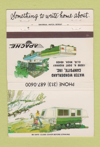 Matchbook Cover - Apache Campers Water Wonderland Clio MI 40 Strike