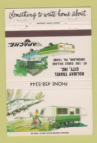 Matchbook Cover - Apache Campers Holiday Travel City Uwchland PA 40 Strike