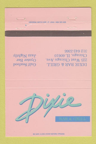 Matchbook Cover - Dixie Bar Grill Chicago IL Jazz PINK 40 Strike