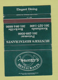 Matchbook Cover - Hunter's Restaurants Potomac Kentlands Rockville MD 40 Strike