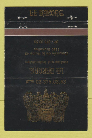 Matchbook Cover Le Barong Restaurant Indonesian Brussels Belgium WEAR 40 Strike