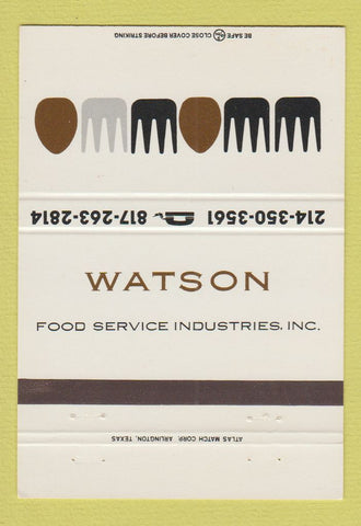 Matchbook Cover - Watson Food Service Fixtures Dallas TX 40 Strike