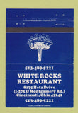 Matchbook Cover - White Rocks Restaurant Cincinnati OH 40 Strike