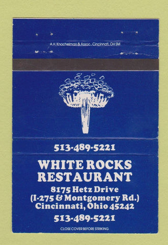 Matchbook Cover - White Rocks Restaurant Cincinnati OH 40 Strike