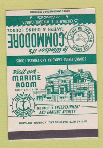 Matchbook Cover - Commodore Tavern Windsor ON SAMPLE 40 Strike