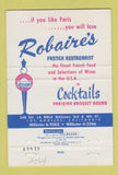 Matchbook Cover - Robaire's French Restaurant Los Angeles CA 40 Strike