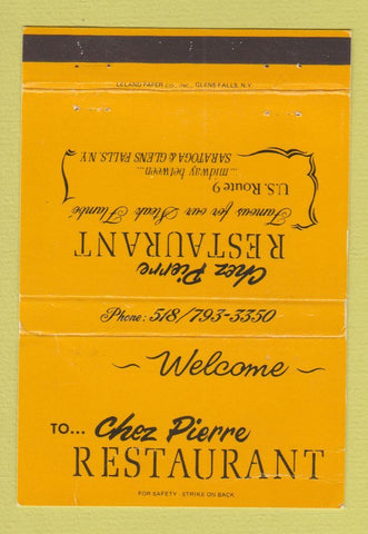 Matchbook Cover - Chez Pierre Restaurant Saratoga Glens Falls NY 40 Strike