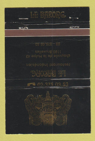 Matchbook Cover Le Barong Restaurant Indonesian Brussels Belgium WEAR 40 Strike