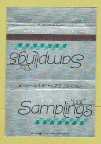 Matchbook Cover - Bar Samplings New York City 40 Strike