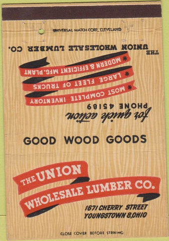 Matchbook Cover - Union Wholesale Lumber Youngtown OH 40 Strike