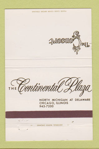 Matchbook Cover - Continental Plaza Chicago IL The Consort 40 Strike