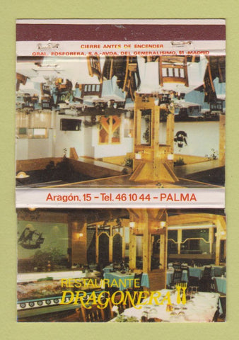 Matchbook Cover - Restaurante Dragonera Palma Spain 40 Strike