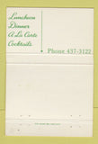 Matchbook Cover - The Dinner Bell Restaurant Allentown PA 40 Strike