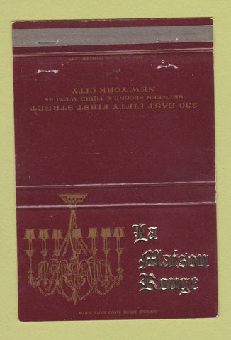 Matchbook Cover - La Maison Rouge New York City 40 Strike