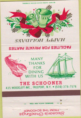 Matchbook Cover - The Schooner Freeport NY lobster 40 Strike