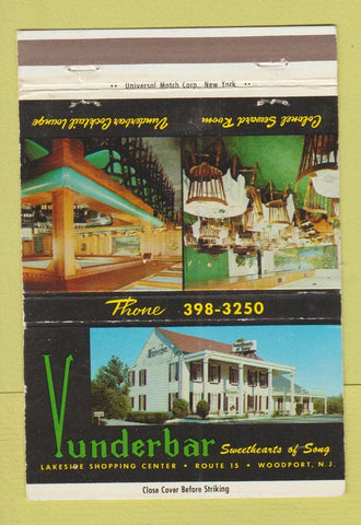 Matchbook Cover - Vunderbar Woodport NJ WEAR 40 Strike
