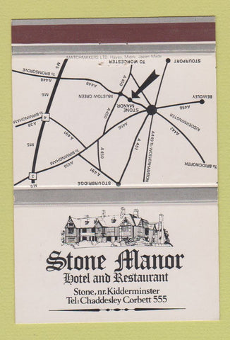 Matchbook Cover - Stone Manor Hotel Restaurant Kidderminster UK 40 Strike
