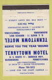Matchbook Cover - Tennytown Motel Bloomsburg PA 40 Strike