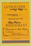 Matchbook Cover - Chez Pierre Restaurant Saratoga Glens Falls NY 40 Strike