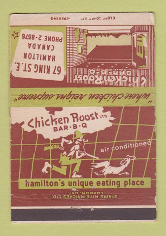 Matchbook Cover - Chicken Roost BBQ Tavern Hamilton ON 40 Strike