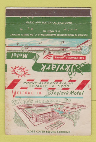 Matchbook Cover - Skylark Motel Alexandria VA WEAR 40 Strike