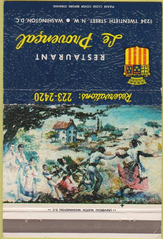 Matchbook Cover - Le Provencial Restaurant Washington DC 40 Strike
