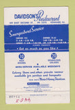 Matchbook Cover - Davidson's Restaurant Kewanee IL 40 Strike