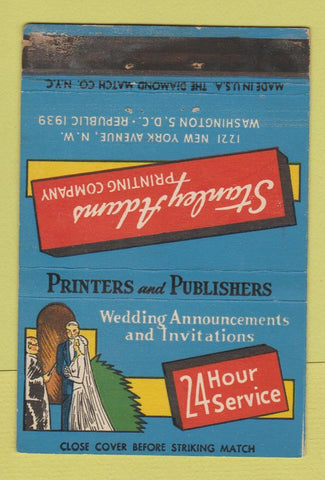 Matchbook Cover - Stanley Adams Printing Washington DC WEAR 40 Strike