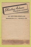 Matchbook Cover - Stanley Adams Printing Washington DC WEAR 40 Strike