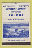 Matchbook Cover - Sunset Inn Johnnie's BBQ Central Valley CA 40 Strike