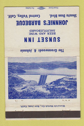 Matchbook Cover - Sunset Inn Johnnie's BBQ Central Valley CA 40 Strike