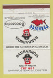 Matchbook Cover - Barbarrja Disco Pirate Acapulco Mexico 40 Strike
