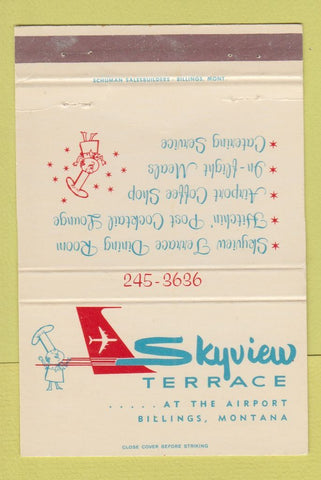 Matchbook Cover - Skyview Terrace Billing MT Airport 40 Strike