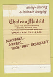 Matchbook Cover - Chateau Madrid Fort Lauderdale FL 40 Strike