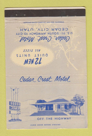 Matchbook Cover - Cedar Crest Motel Cedar City UT 40 Strike