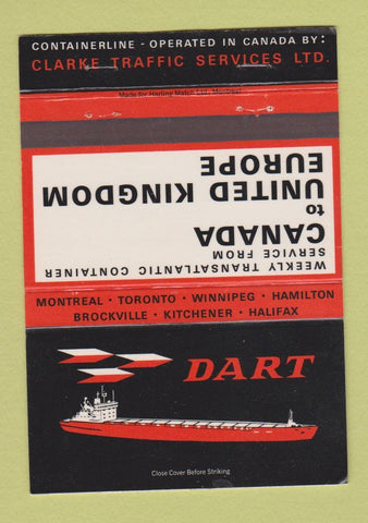 Matchbook Cover DART Shipping Freight Container Canada Clarke Traffic 40 Strike