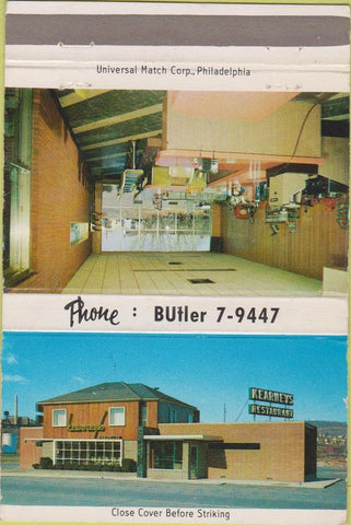 Matchbook Cover - Kearney's Restaurant Kingston PA 40 Strike