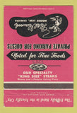 Matchbook Cover - Hotel Harwood Moose Jaw SK 40 Strike
