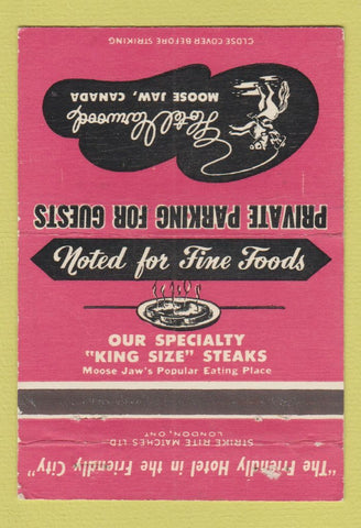 Matchbook Cover - Hotel Harwood Moose Jaw SK 40 Strike
