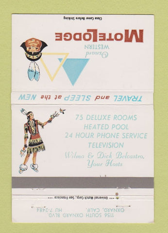 Matchbook Cover - Motel Lodge Oxnard CA Indian girlie 40 Strike