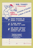 Matchbook Cover - Wm Tunkey Chevrolet Depew Lancaster NY 40 Strike