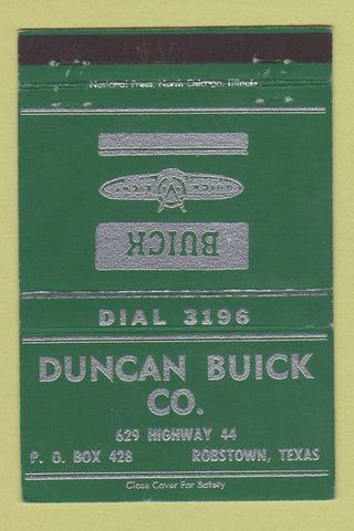 Matchbook Cover - Duncan Buick Robstown TX 40 Strike