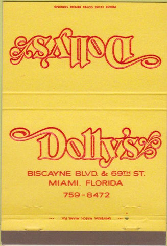 Matchbook Cover - Dolly's Miami FL seafood 40 Strike
