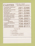 Matchbook Cover - Carter Cadillac Rolls Royce Ferrari  Pontiac SAMPLE 40 Strike