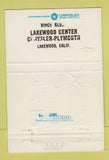 Matchbook Cover - Chrysler New Yorker Lakewood CA POOR BACK 40 Strike
